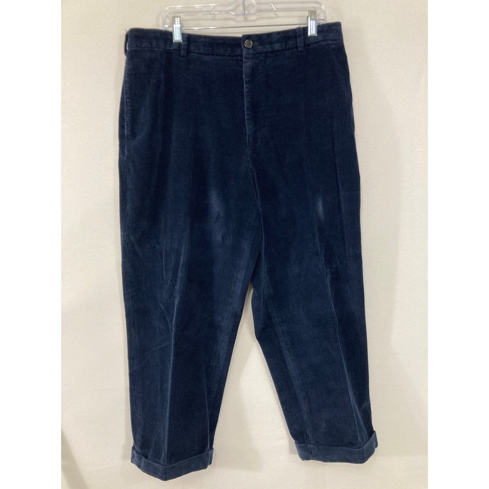 Brooks Brothers Corduroy Pants 40x27 Navy Cuffed Straight Cotton Trousers